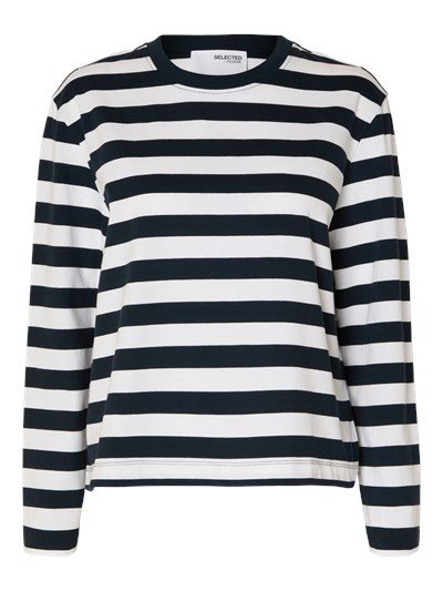 Selected - ESSENTIAL LS STRIPED BOXY TEE